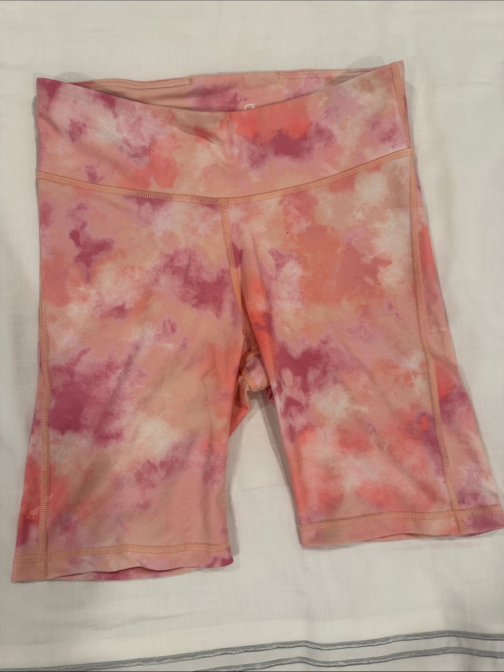 GAP Women's Tie-Dye High-Rise Bike Shorts - Pink, Coral & Peach